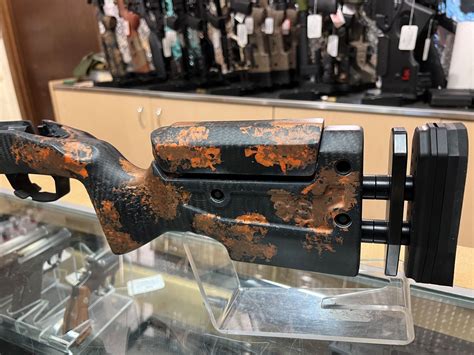 Right handed REM700 pattern, High Plains camo, front flush cup, rear flush cup, bottom rear flush cup, all additional brass weights included (7 total), action screws included. . Manners tcs stock weights